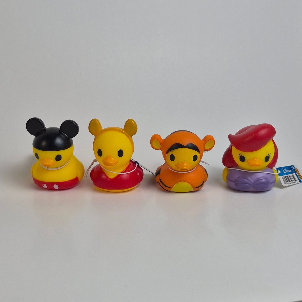 Disney Duckz Mickey Winnie the Pooh Tigger Ariel Rubber Duck Lot of 4 Zag Toys